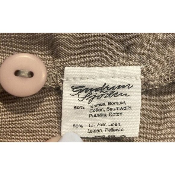 Gundrun Sjoden Tunic Blouse Button Front Cotton Linen Tan XXL - Picture 5 of 5